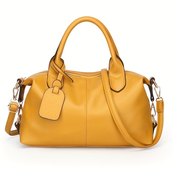 Handbags - Lady Boston Bag – Large Purse – Mustard Yellow